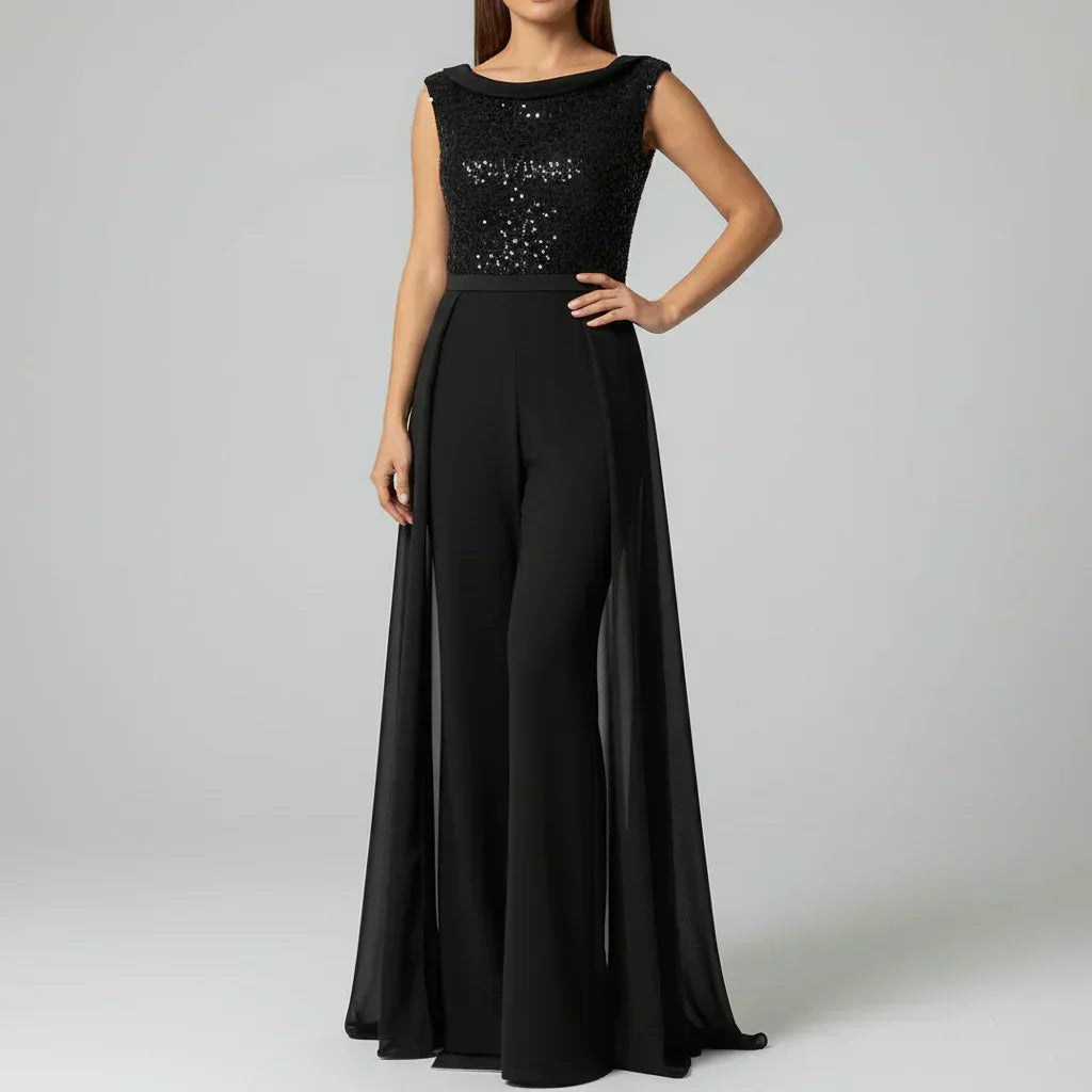Fallon - Strukturierter Tüll Abend-Jumpsuit