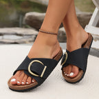 Elfenbein - Bequeme Slip-On Sandalen