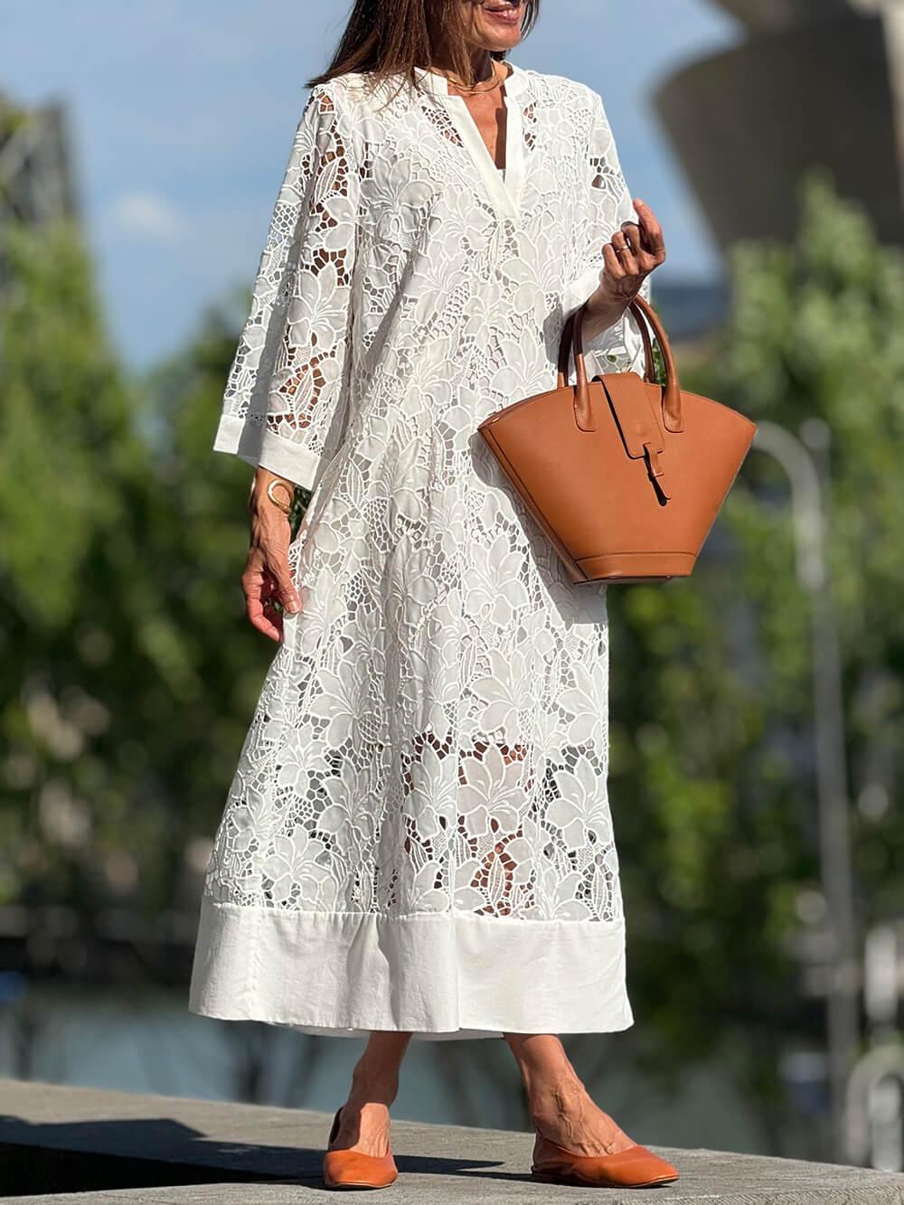 Willow | Strand Glam Floral V-Neck Midi Dress