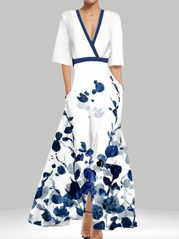 Lea | Elegantes Maxi Kleid Ensemble mit Mid-Ärmeln im Seaside Glam Stil