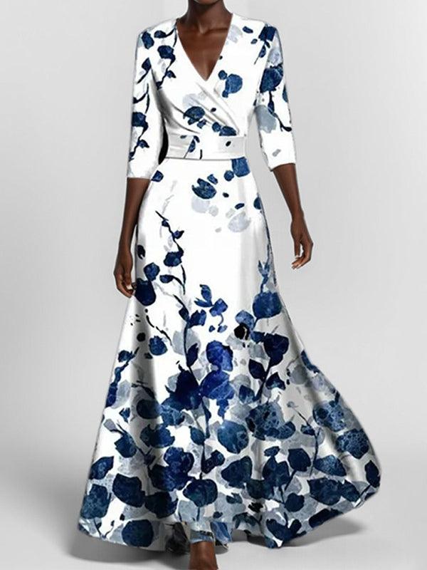 Lea | Elegantes Maxi Kleid Ensemble mit Mid-Ärmeln im Seaside Glam Stil