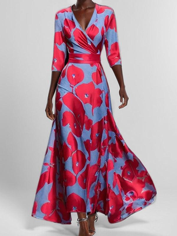 Lea | Elegantes Maxi Kleid Ensemble mit Mid-Ärmeln im Seaside Glam Stil