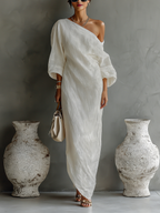 Isabella | Off-Shoulder Flowy Linen Dress