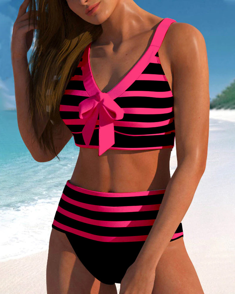 Laluna® | Hochtaillierter Gestreifter Bikini