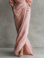 Nina | Minimalistisches Maxikleid aus Rosa Leinen