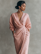 Nina | Minimalistisches Maxikleid aus Rosa Leinen