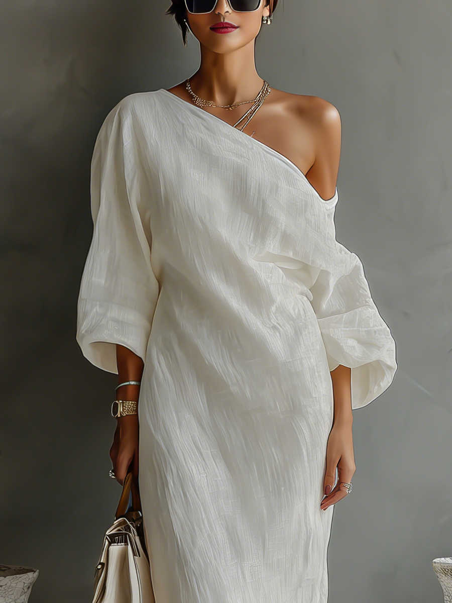 Isabella | Off-Shoulder Flowy Linen Dress