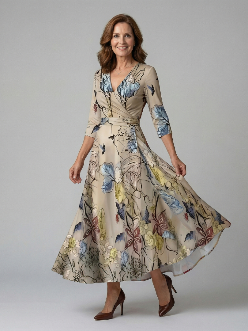 Celine | Midi-Kleid mit Wickelausschnitt