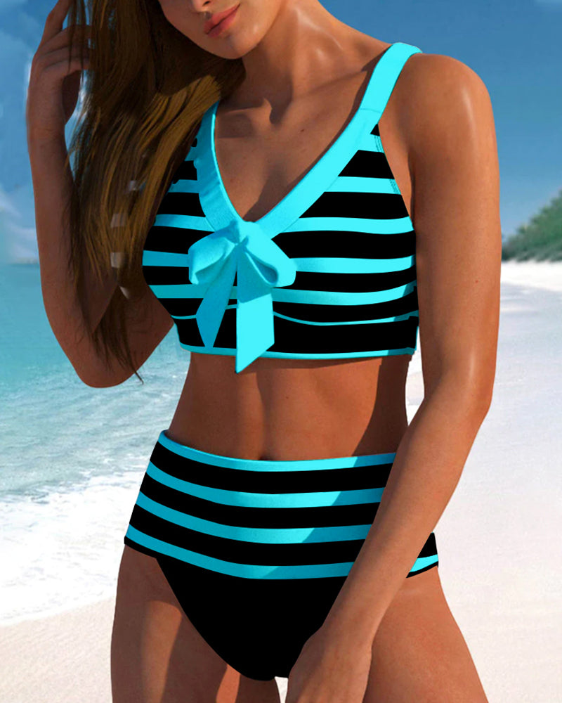 Laluna® | Hochtaillierter Gestreifter Bikini