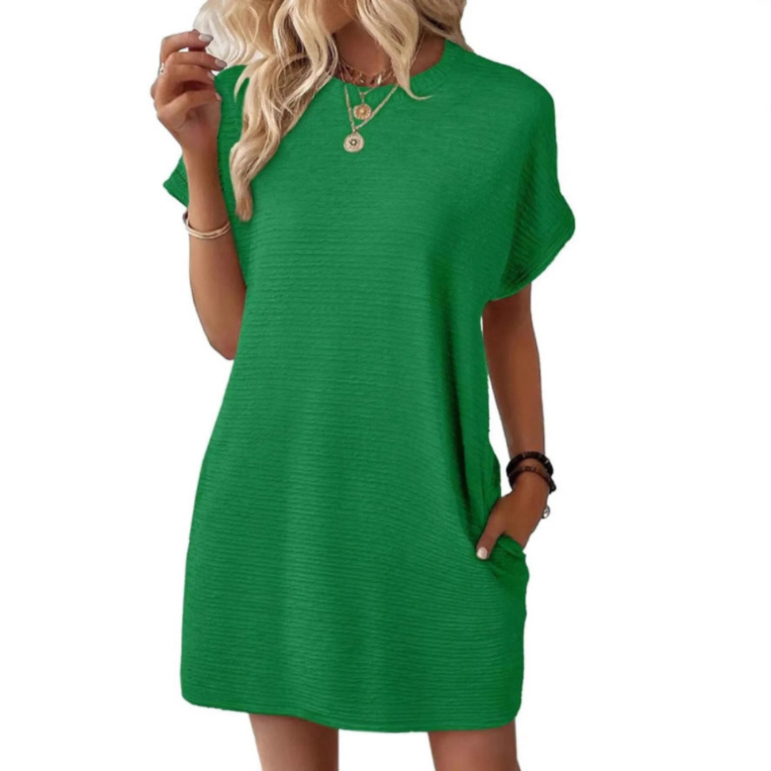EVASHA™ – Entspanntes Minimalistisches Sommerkleid mit Rundhalsausschnitt