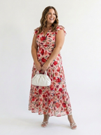 Lila | Elegantes Midi-Blumenkleid