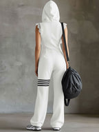 Danielle - Vintage Sport-Jumpsuit mit Kapuze und Streifen