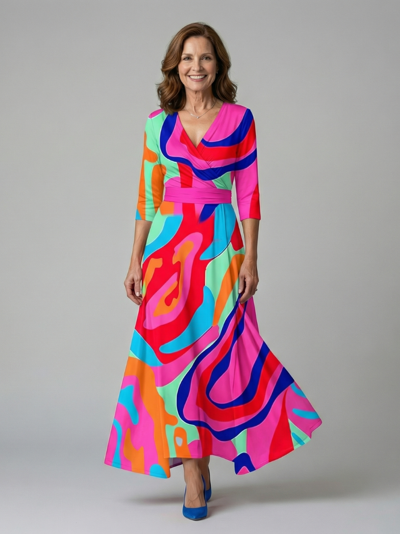 Celine | Midi-Kleid mit Wickelausschnitt