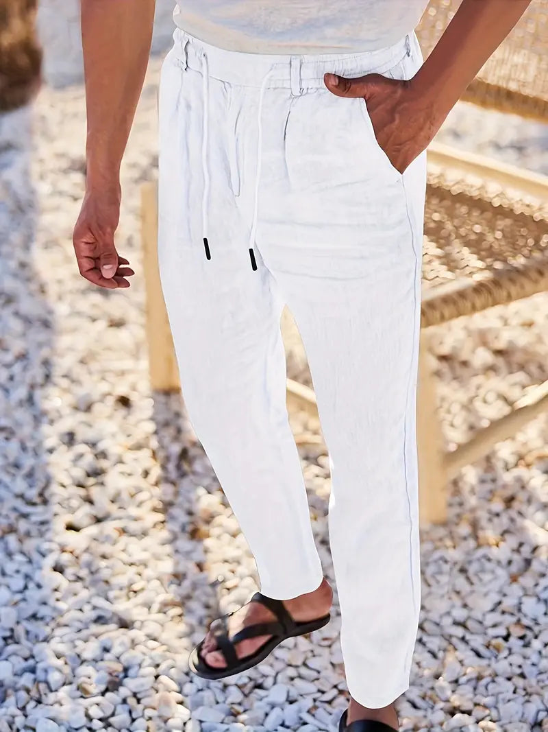 NICHOLS | Weite Leinenhose mit Kordelzug