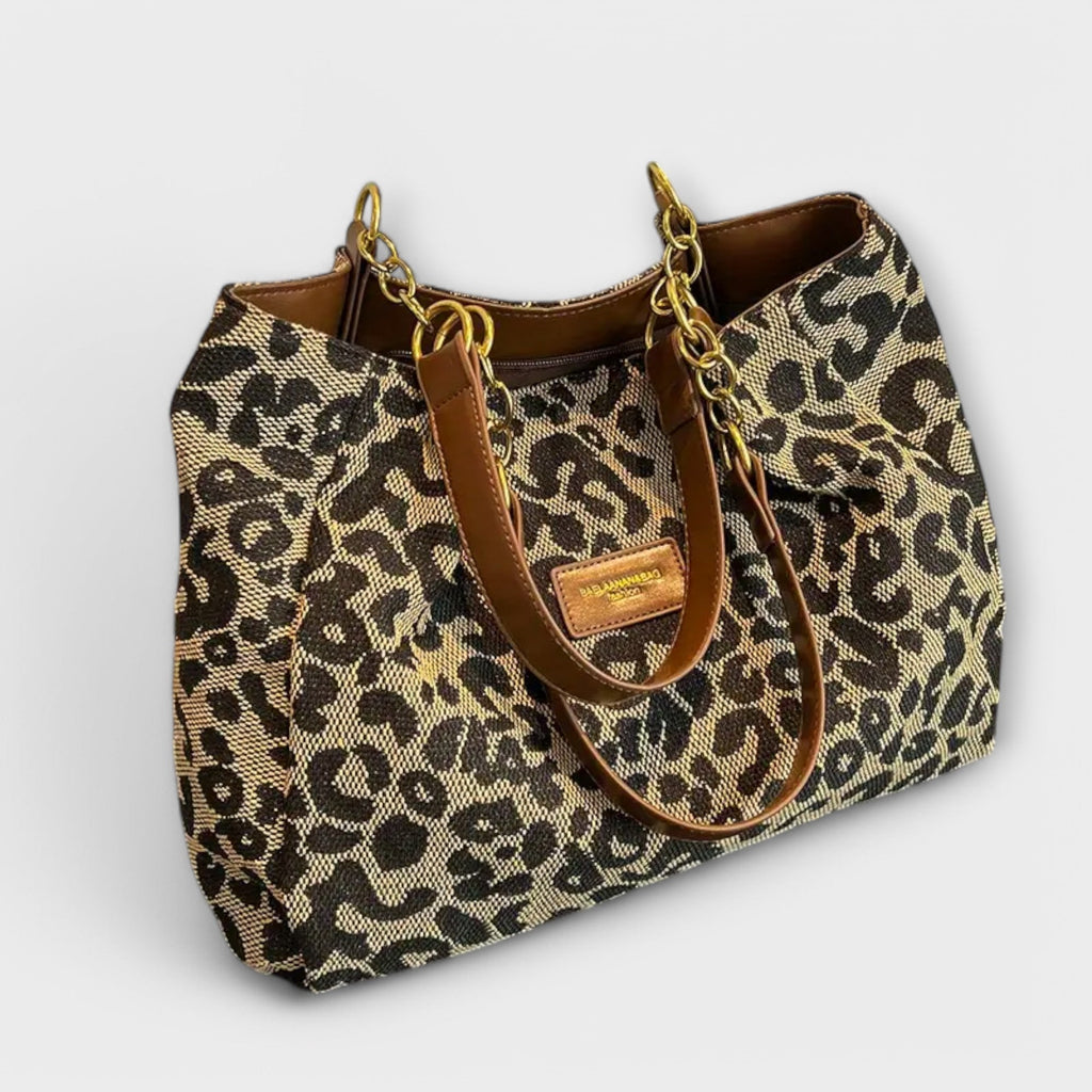 Olivia - Leopard Print Canvas Tote Bag