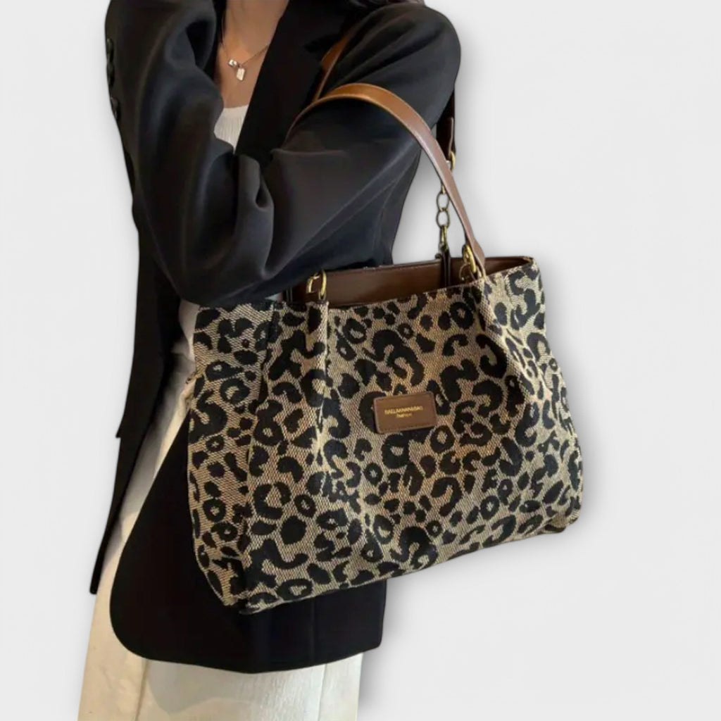 Olivia - Leopard Print Canvas Tote Bag