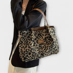 Olivia - Leopard Print Canvas Tote Bag