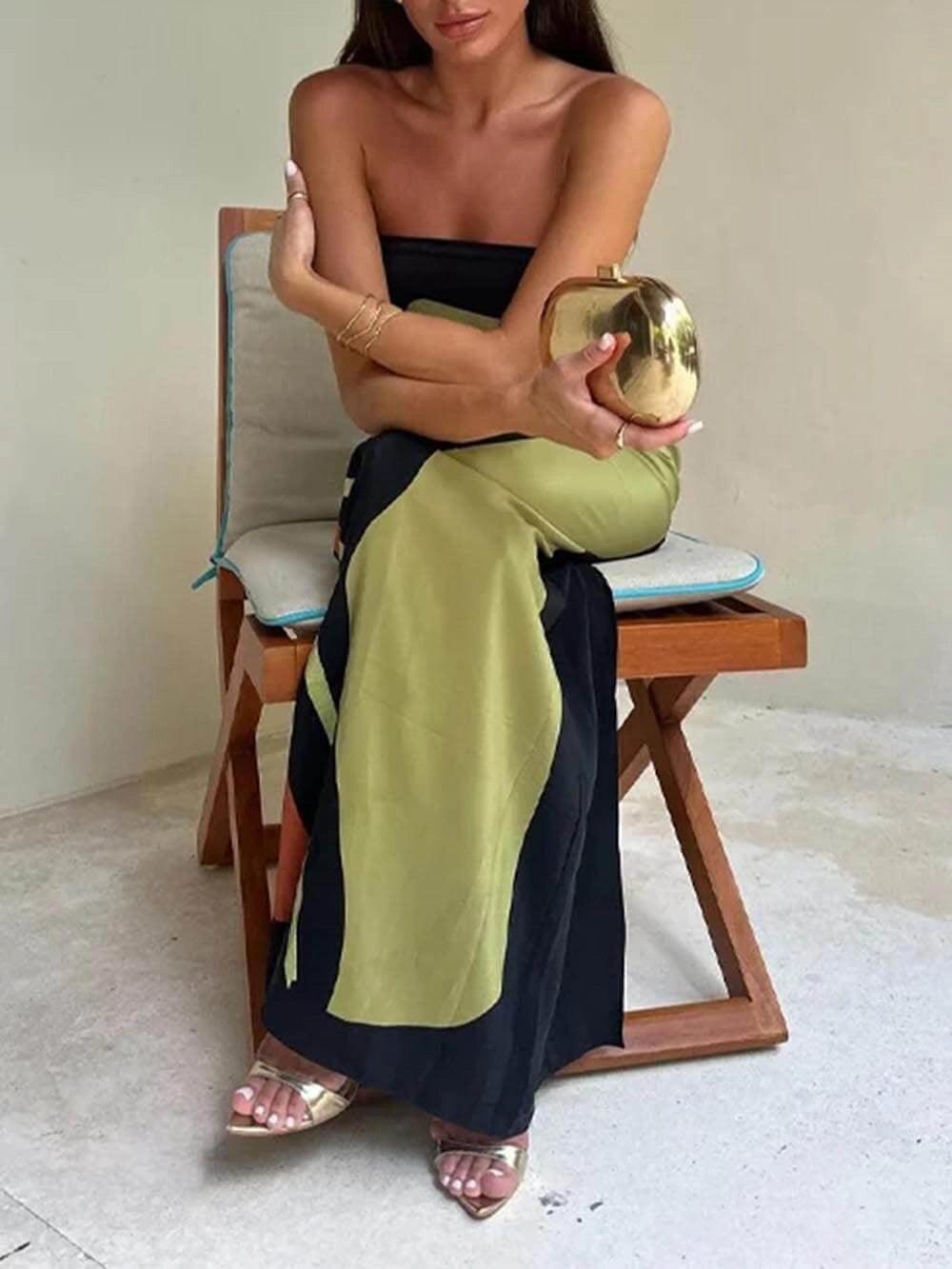 Joan | Küsten-Chic Strapless Bedrucktes Maxi-Party-Kleid