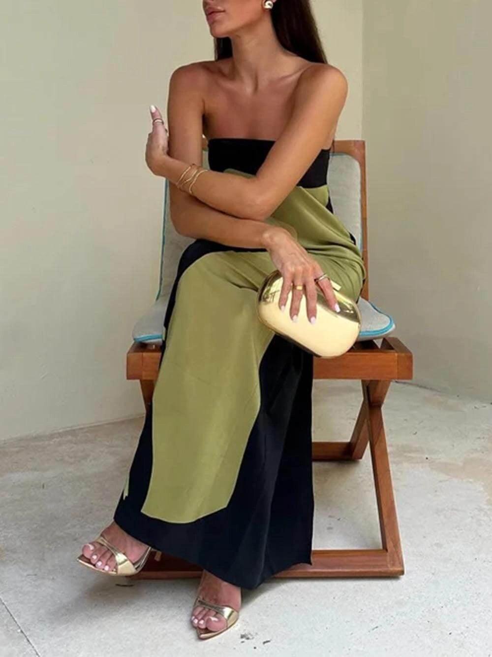 Joan | Küsten-Chic Strapless Bedrucktes Maxi-Party-Kleid