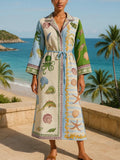Sandra | Bedrucktes Twill-Midi-Hemdkleid mit Gürtel