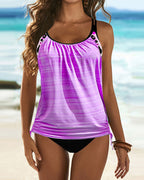 Augustus - Einfarbiger Tankini mit Leopardenprint