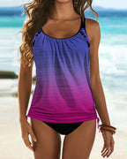 Augustus - Einfarbiger Tankini mit Leopardenprint