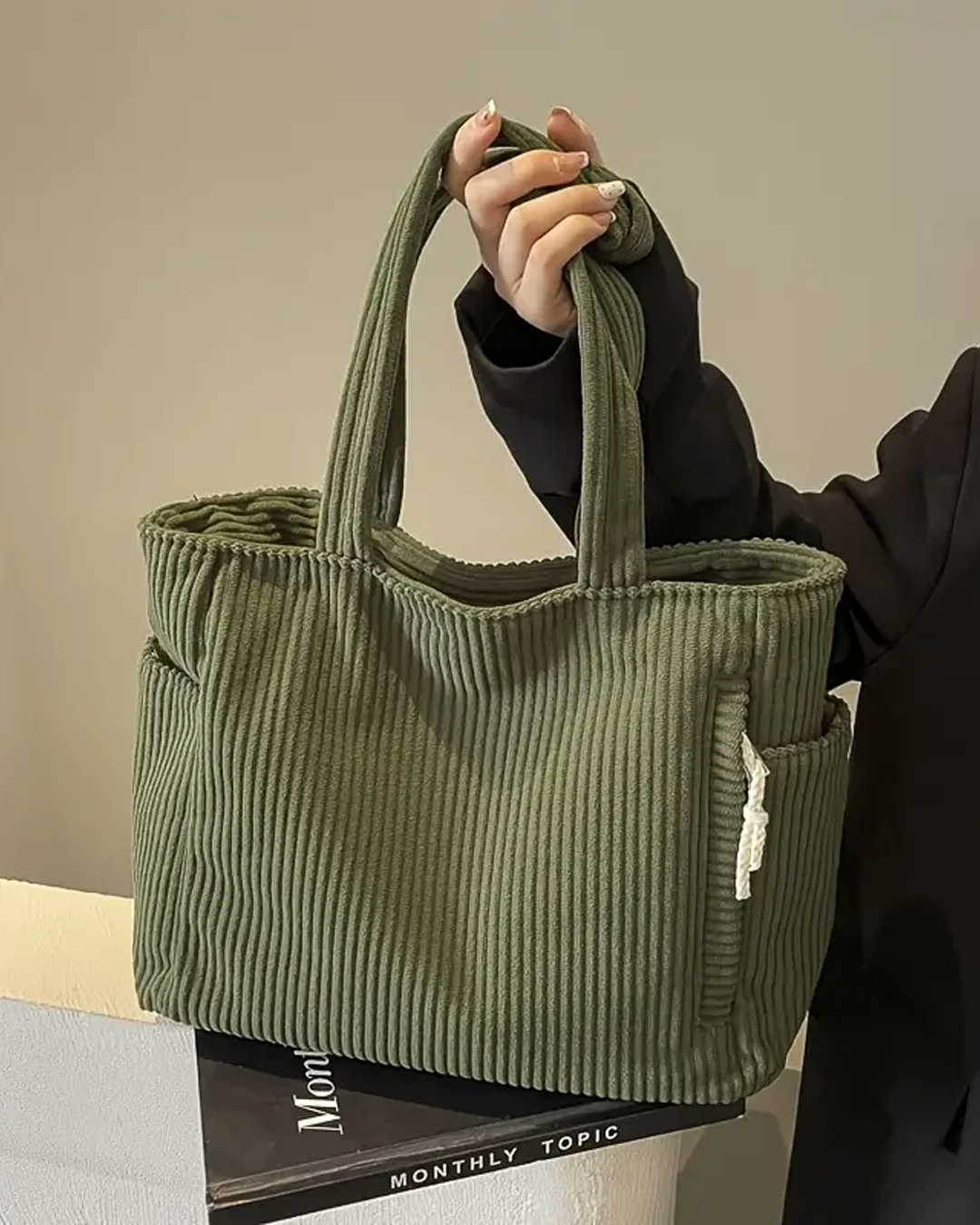 Tilda – Rippstrick Tragetasche mit Kordel-Design