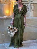 Elena | Draped Kimono Maxi Dress with Braided Detail and Slit