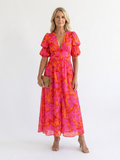 Willow | Floral Midi Dress with Puff Sleeves