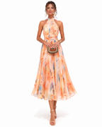 Aurora – Halterneck-Kleid mit Aquarellmuster