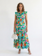 Lila | Elegantes Midi-Blumenkleid