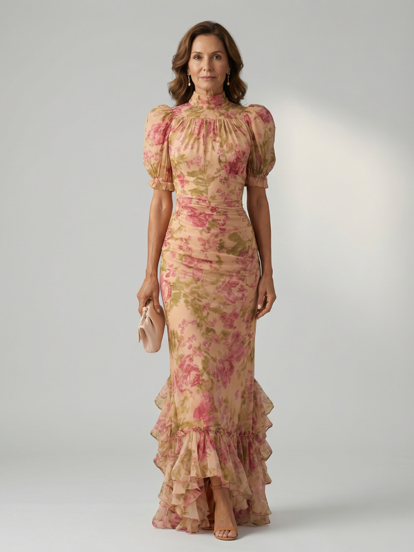 Vianne | Elegantes Maxikleid mit hohem Kragen