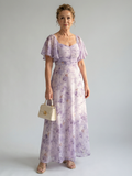 Vaelis | Midi-Kleid mit Schmetterlingsärmeln