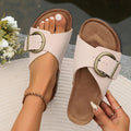 Elfenbein - Bequeme Slip-On Sandalen