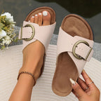 Elfenbein - Bequeme Slip-On Sandalen