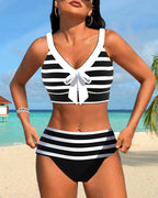 Laluna® | Hochtaillierter Gestreifter Bikini