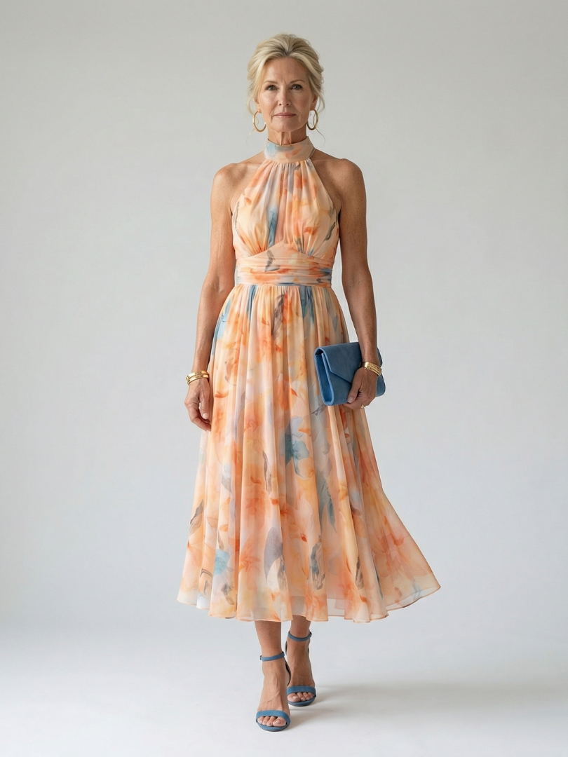 Elin | Sanftes Halter-Midi-Kleid