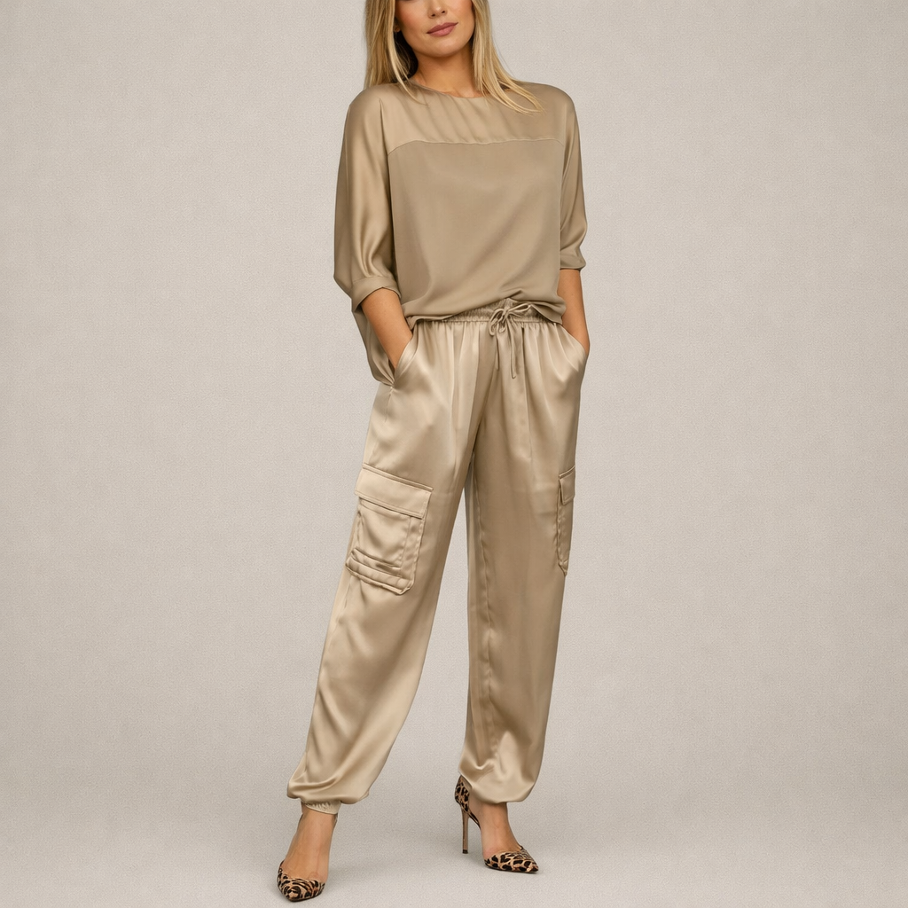 Clara | Stylish Satin Cargo Ensemble