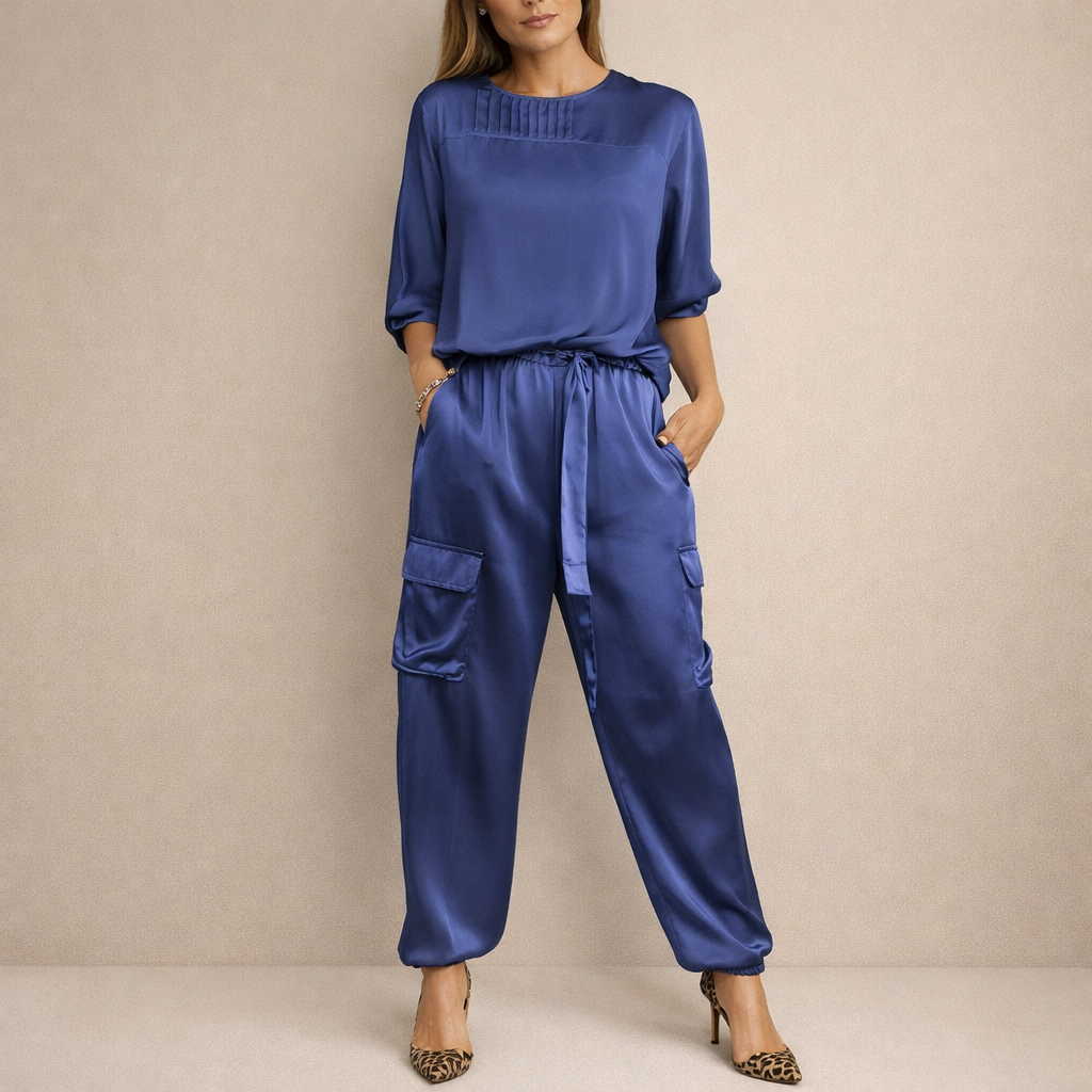 Clara | Stylish Satin Cargo Ensemble
