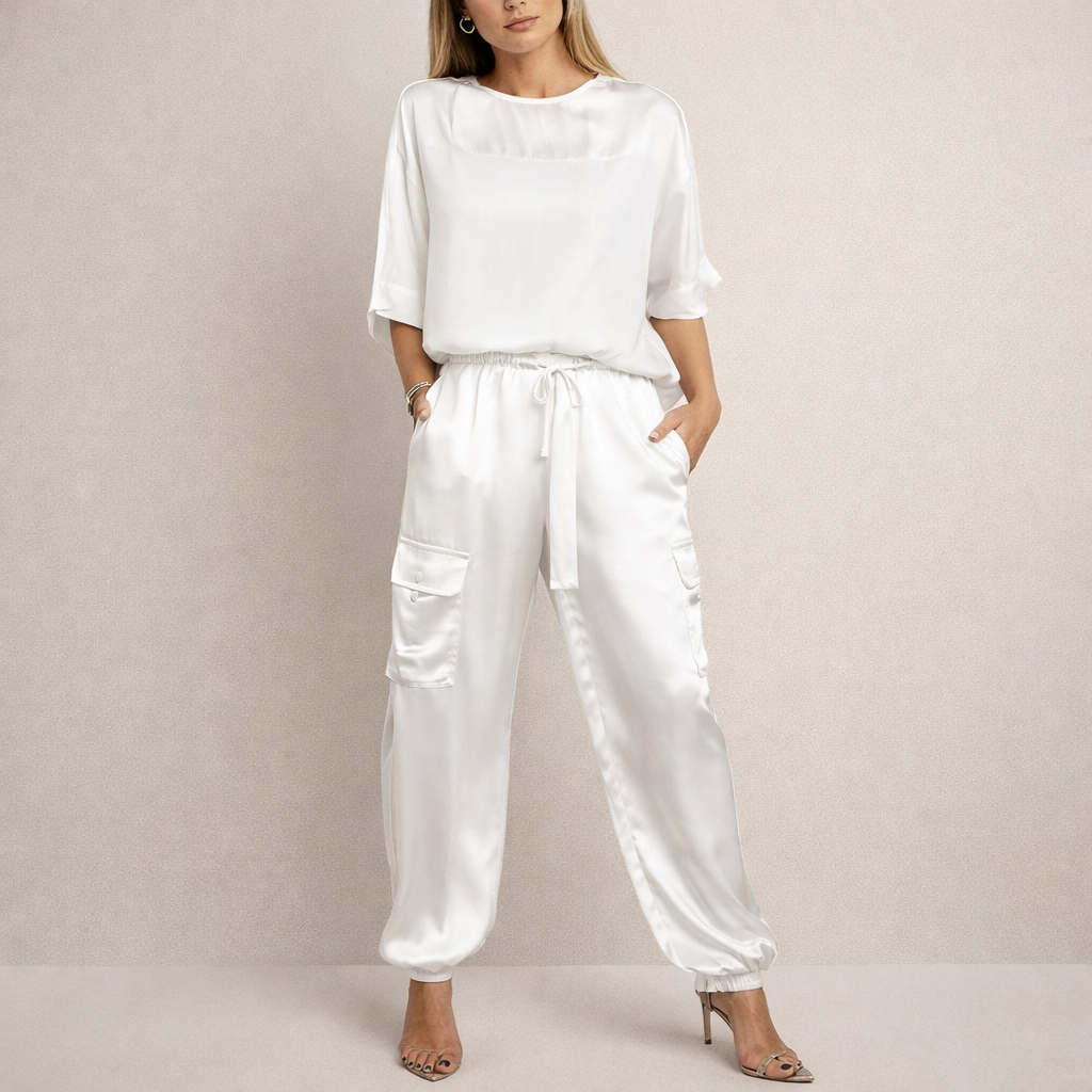 Clara | Stylish Satin Cargo Ensemble