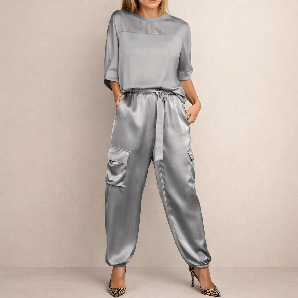 Clara | Stylish Satin Cargo Ensemble