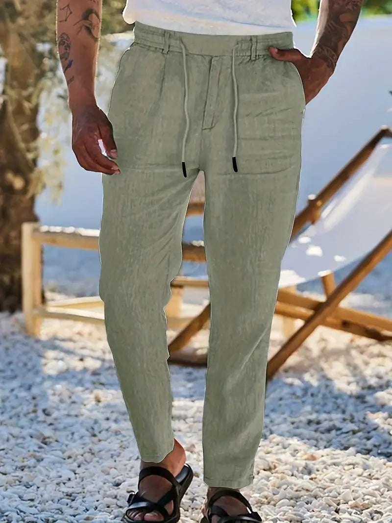NICHOLS | Weite Leinenhose mit Kordelzug