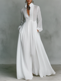 Maxi Kleid aus Patchwork-Leinen mit Stehkragen