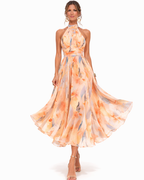 Aurora – Halterneck-Kleid mit Aquarellmuster
