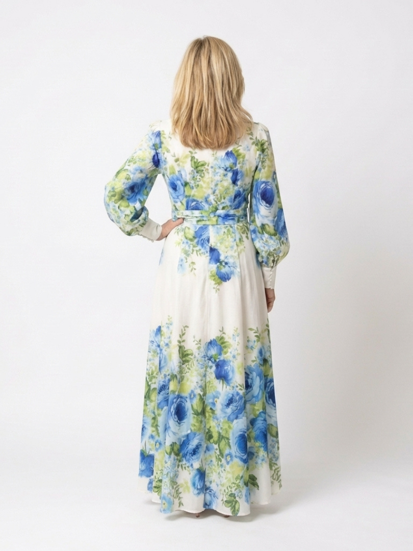 Harper | Floral Maxi Dress with Knopf-Front Detail