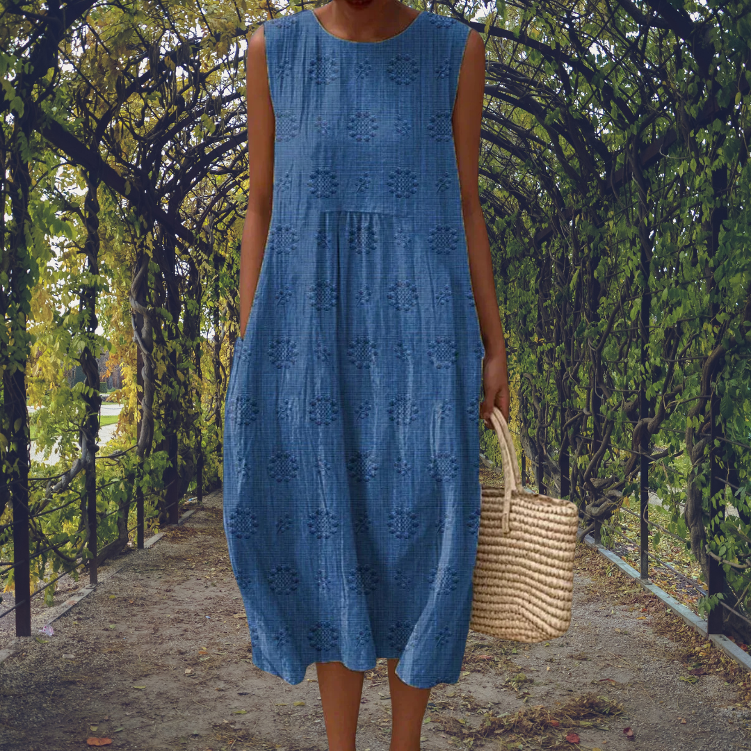 Aikaterini – Stilvolles ärmelloses Kleid mit praktischen Taschen