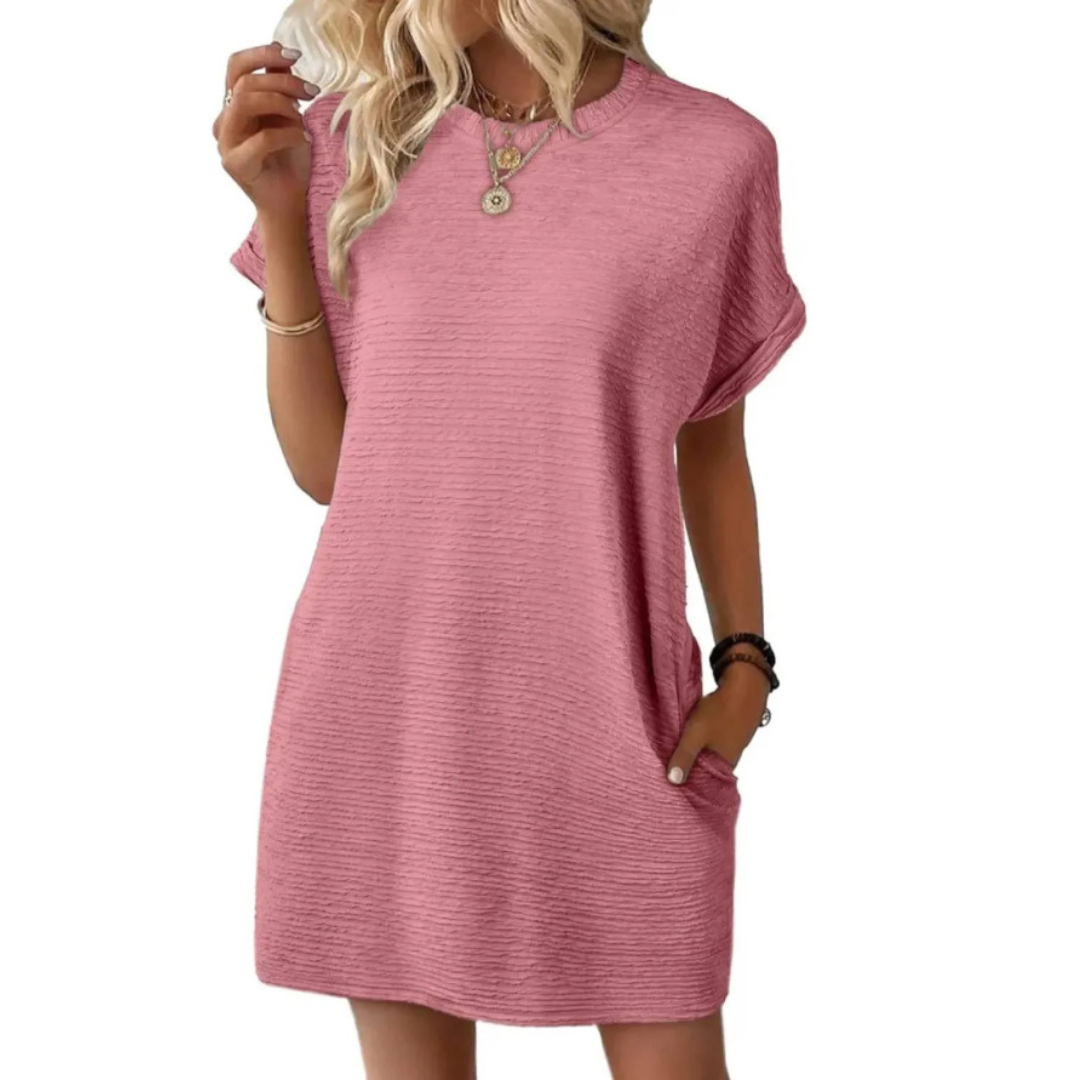 EVASHA™ – Entspanntes Minimalistisches Sommerkleid mit Rundhalsausschnitt
