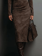 Robine | Langärmliges Midi-Kleid aus Wildleder