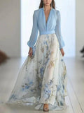 Madeleine | Wunderschönes Maxikleid mit floralem Muster und V-Ausschnitt