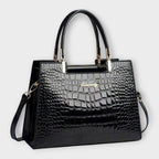 Olivia - Handtasche mit glänzender Krokodilprägung